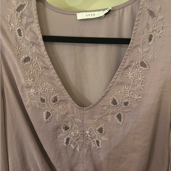 Lush Lavender Embroidered Blouse - Floral, Romantic, Spring, Feminine - Picture 3 of 9